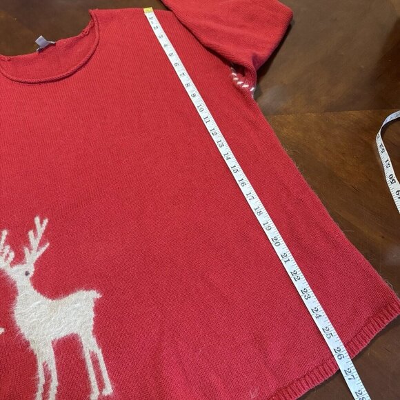 J.Jill Womens XL Red Yak Angora Reindeer Stitch Sleeve Sweater Christmas Winter - Picture 11 of 16